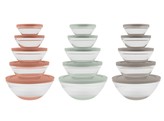 Set  van 5  bowls glas met kunststof deksel